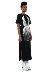 ILLUSIONS STUD DETAIL GRAPHIC MAXI DRESS