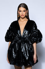 SUPERSTAR METALLIC V NECK MINI DRESS